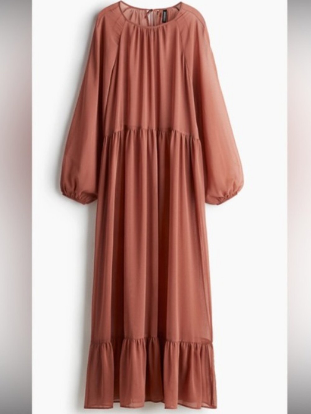 H&M Dusty Rose Tiered Sheer Dress